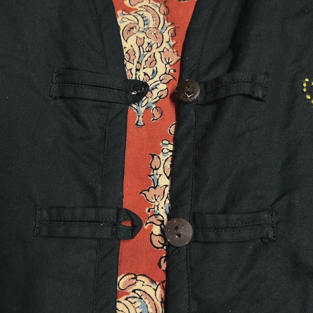Market Place Cotton V-neck Embroidered Jacket Ethnic Boho Art to Wear Medium - Picture 7 of 16